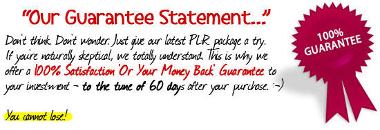 100% Money Back Guarantee - Private Label Rights